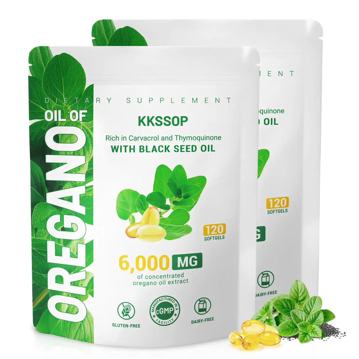 KKSSOP Oil of Oregano Softgels - Oil of Oregano with Black Seed Oil, Dietary and nutritional supplements, 240 Softgels (2 Packs) - 120 Days Supply