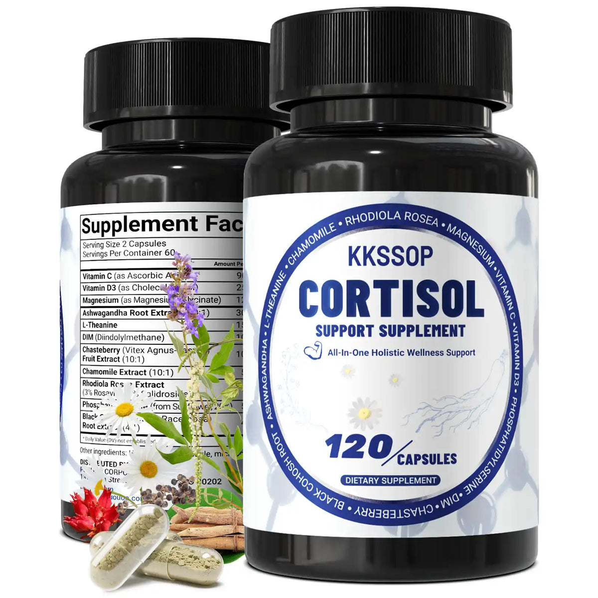 KKSSOP 11-in-1 Cortisol Supplement for Women and Men,Dietary supplements for human consumption,120 Capsules